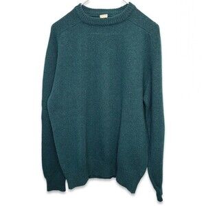 Vintage Brooks Brothers Brooksgate 100% Wool Green Crewneck Cable Knit Sweater L